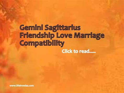 Gemini and Sagittarius Friendship Love Marriage Compatibility - lifeinvedas