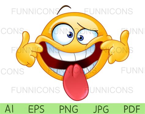 Crazy Emoji Making a Face Funny Clipart Cartoon Ai Eps Png - Etsy