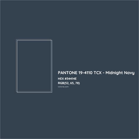 About PANTONE 19-4110 TCX - Midnight Navy Color - Color codes, similar colors and paints ...