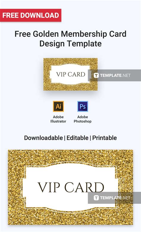 Golden Membership Card Design Template - Illustrator, Word, Apple Pages, PSD, Publisher ...