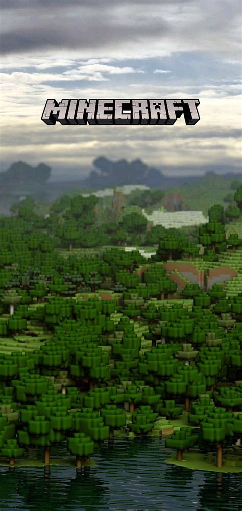 Download Minecraft Phone Green Forest Top View Wallpaper | Wallpapers.com