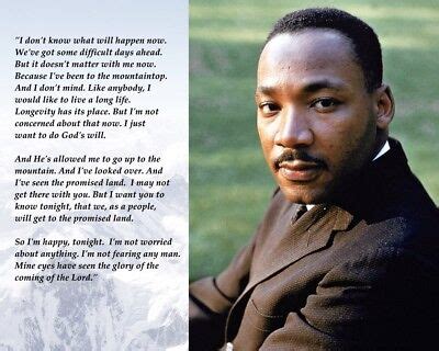 New 11x14 Photo: Martin Luther King Jr. with "Mountain Top" Speech Quote | eBay