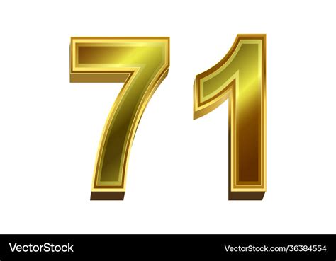 3d golden number 71 isolated on white background Vector Image