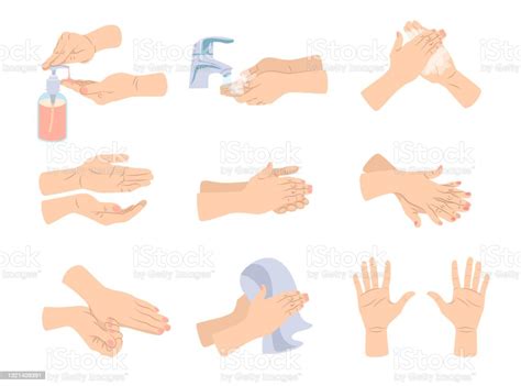 Hand Hygiene Cartoon Illustrations Set Stock Illustration - Download ...