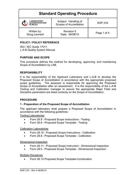 Lab Procedure Template | PDF Template