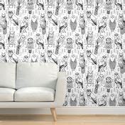 owl // black and white geometric Wallpaper | Spoonflower