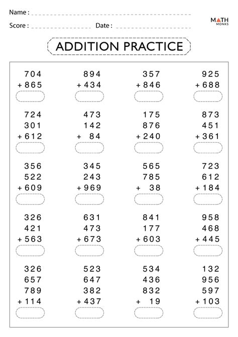 Math Worksheets For 4th Grade Adding