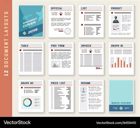 Document report layout templates set Royalty Free Vector