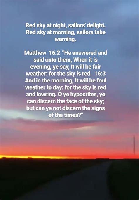 Red Sky at Night, Sailors' Delight - Matthew 16:2