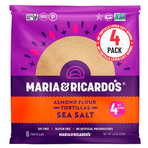Maria & Ricardo's Almond Flour TortillasSea Salt (4 Pack, 6 Tortil – Shop Maria and Ricardo's