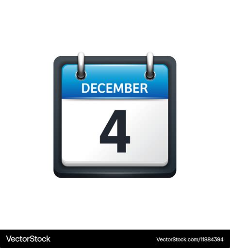 December 4 calendar icon flat Royalty Free Vector Image