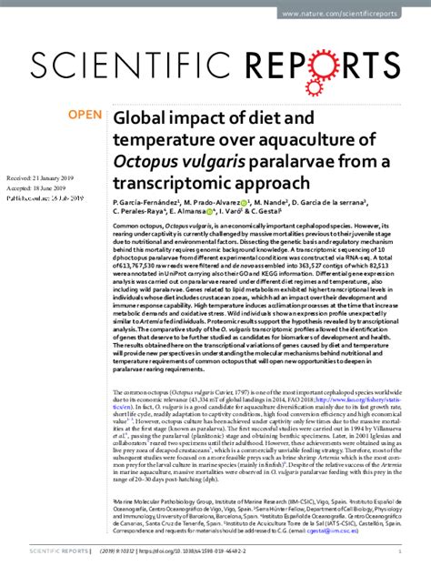 (PDF) Global impact of diet and temperature over aquaculture of Octopus ...