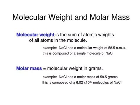 PPT - Molecular Weight and Molar Mass PowerPoint Presentation, free ...