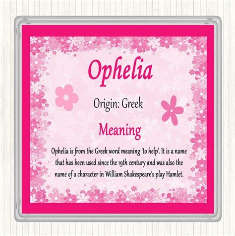 Ophelia Name Meaning Drinks Mat Coaster Pink | eBay | Drink coaster design, Names with meaning ...