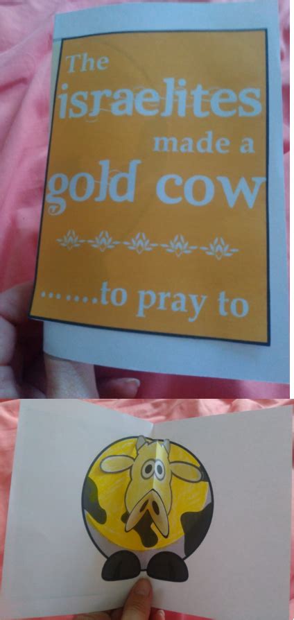 Golden calf pop up card | Bible crafts for kids, Golden calf, Bible crafts