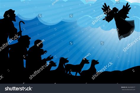 Angel Announced Shepherds Birth Jesus Stock Vector (Royalty Free ...