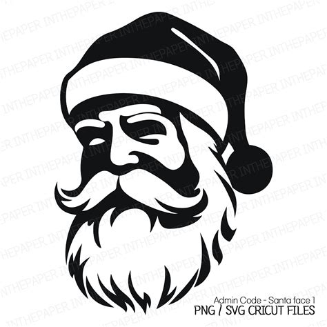 Santa Claus Face Black Silhouette SVG Christmas PNG Clikp Art Holiday Design Fur Hat Vector - Etsy