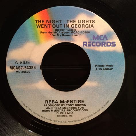 Reba McEntire - The Night The Lights Went Out In Georgia (1991, Vinyl ...