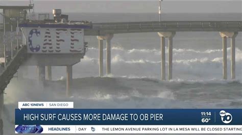 High surf causes more damage to Ocean Beach pier