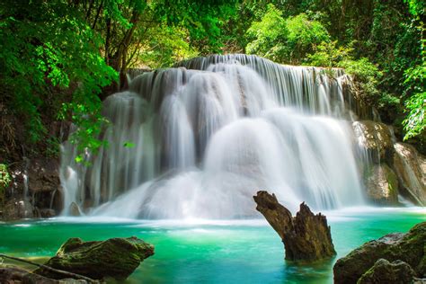 Download Turquoise Forest Nature Waterfall 4k Ultra HD Wallpaper