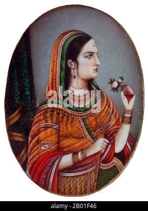 Noor Jahan ; Nur Jahan ; Mughal empress ; painting with gold embossing ; art ; artwork ...