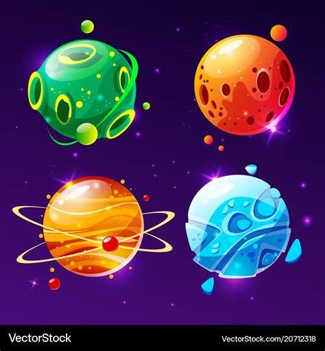 Cartoon planets for game design set Royalty Free Vector