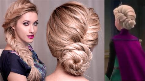 Frozen's Elsa hairstyle tutorial for long hair: UPDO, BRAID BACK TO ...