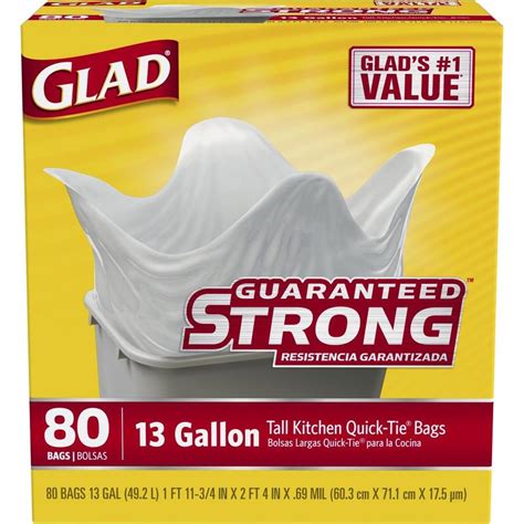 Glad Quick-Tie 80-Count 13-Gallon White Plastic Trash-Bags at Lowes.com