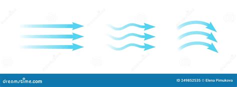 Air Flow. Set of Blue Arrows Showing Direction of Air Movement. Wind ...