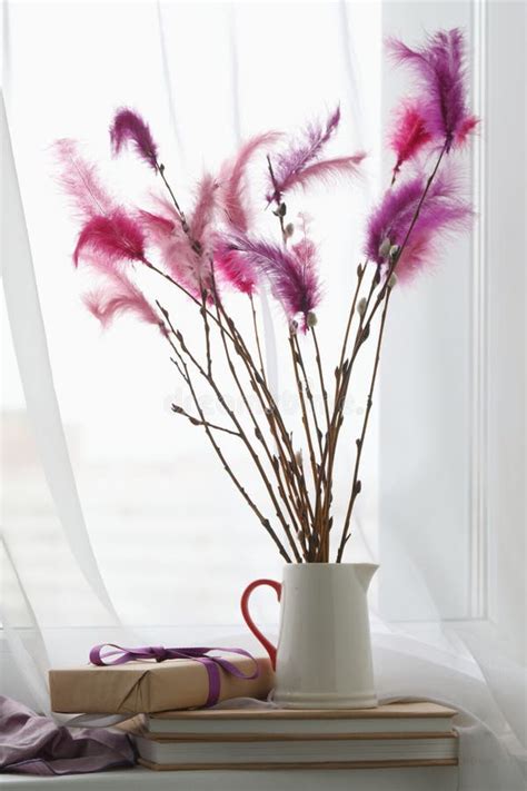 Fastelavn Decorations on a Window Sill Stock Photo - Image of catkins ...