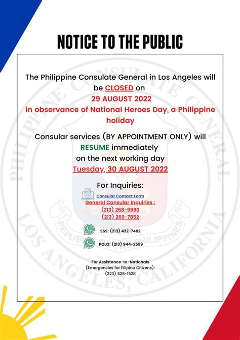 Consulate General Appointment System Calendar – Philippine Consulate General Los Angeles California