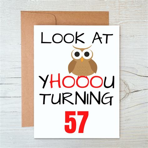 57th Birthday Card, Funny 57th Birthday Card, 57th Birthday Gift Idea, Happy 57th Birthday ...