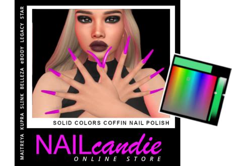 Second Life Marketplace - Nail Candie - Solid Color_Coffin Nails