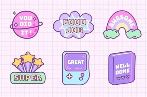 Free Vector | Good job stickers collection | Sticker collection, Happy ...