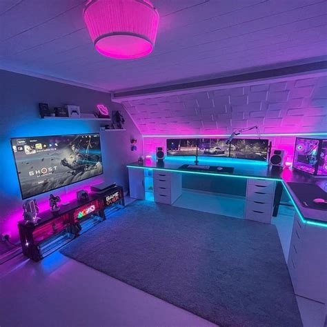 Gaming room setup with bed | Game room design, Video game room, Gaming room setup