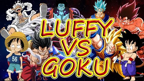 LUFFY VS GOKU | FIGHT!! Power Levels - Niveles de Poder - YouTube