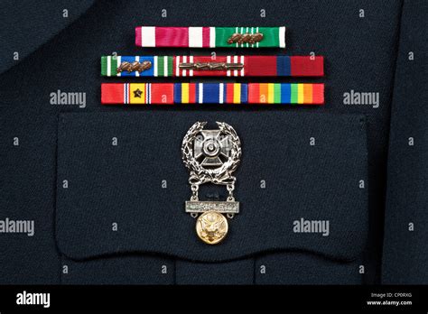 Service award ribbons and marksman badge on U.S. military dress Stock Photo, Royalty Free Image ...