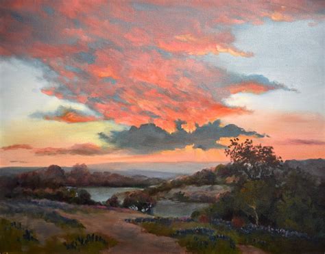 Bette Lou Voorhis - "Fire Sky" - #1900 | Texas Art | Vintage Texas Paintings