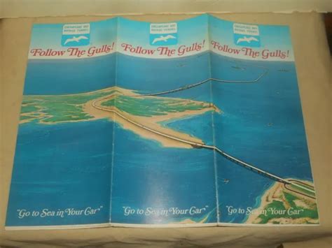 1971 CHESAPEAKE BAY Bridge Tunnel Highway Road Map 26" x 11" Brochure Vintage $14.95 - PicClick