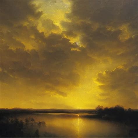 Beautiful painting of a yellow Sky, oil painting by... | OpenArt