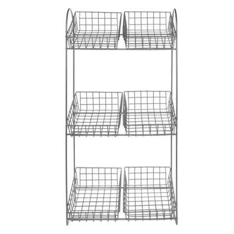 Black Wire Countertop 3-Tier Wicker Basket Stand - 12"L x 11 1/2"W x 23"H