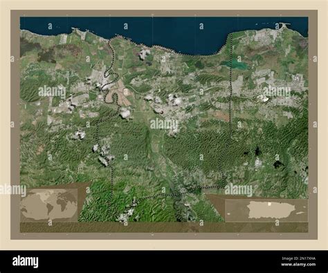 Manati, municipality of Puerto Rico. High resolution satellite map. Corner auxiliary location ...