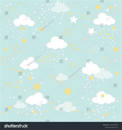 Pastel Blue Wallpaper White Clouds Falling Stock Vector (Royalty Free ...