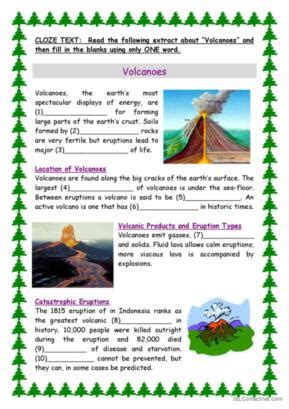 23 Volcano English ESL worksheets pdf & doc