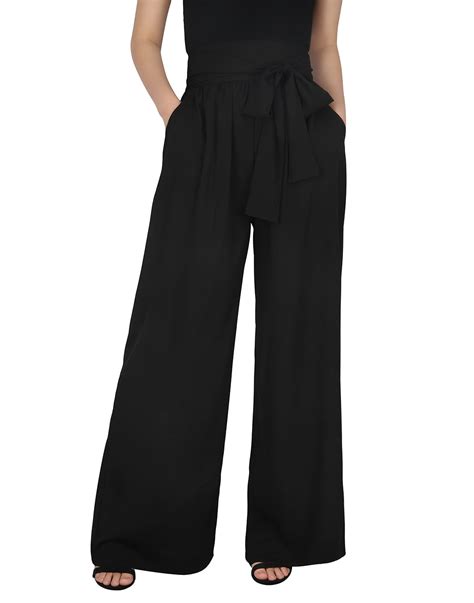 HDE - HDE Womens High Waisted Pants Wide Leg Palazzo Pant Trousers with Pockets & Belt - Walmart ...