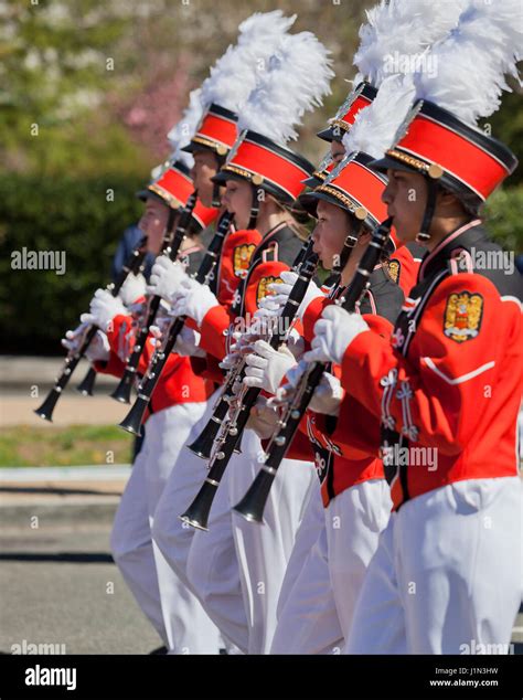 High school marching band clarinet players in parade - USA Stock Photo - Alamy