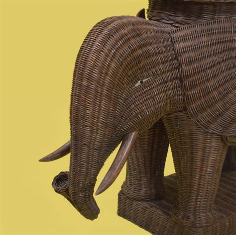 Woven Rattan Dark Brown Elephant Table | Circa Who