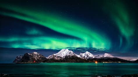 Download wallpaper 3840x2160 aurora borealis, green lights, sky, night, europe 4k wallpaper, uhd ...