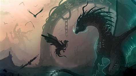 Adult and young winged dragons animated wallpaper HD wallpaper ...