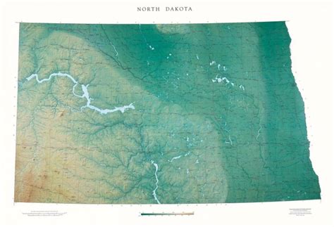 North Dakota, Physical, Laminated Wall Map by Raven Maps | Maps.com.com